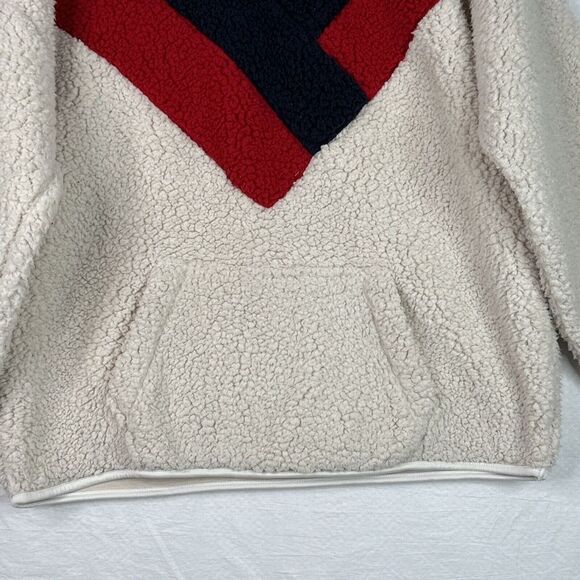 Tommy Hilfiger Sport Sherpa Fleece Pullover Women’s L White Red Navy Colorblock - Picture 4 of 11